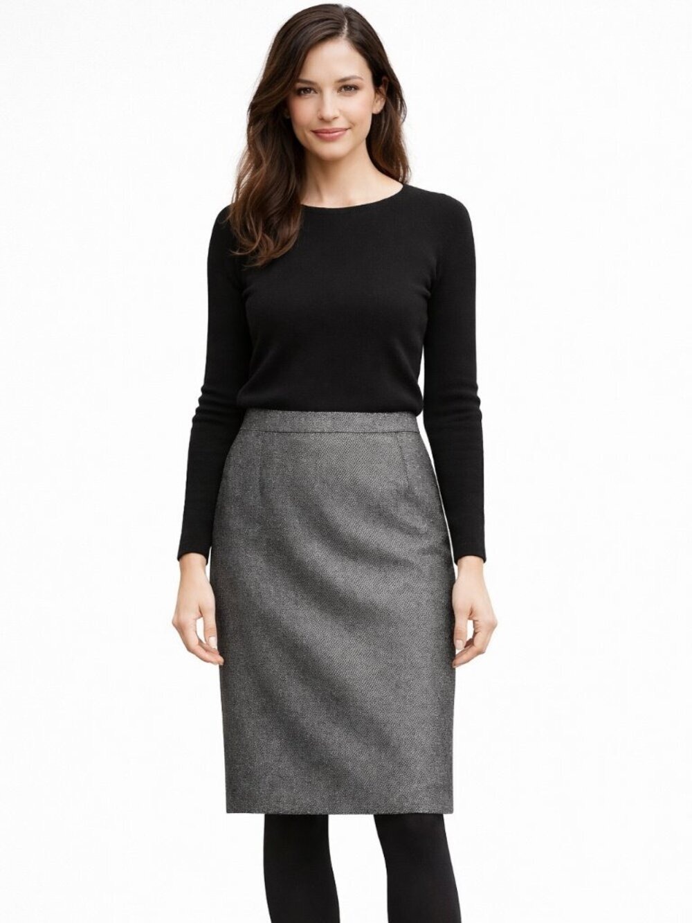 EUC Linda Allard Ellen Tracy Houndstooth A-Line Skirt Wool Blend Size 12